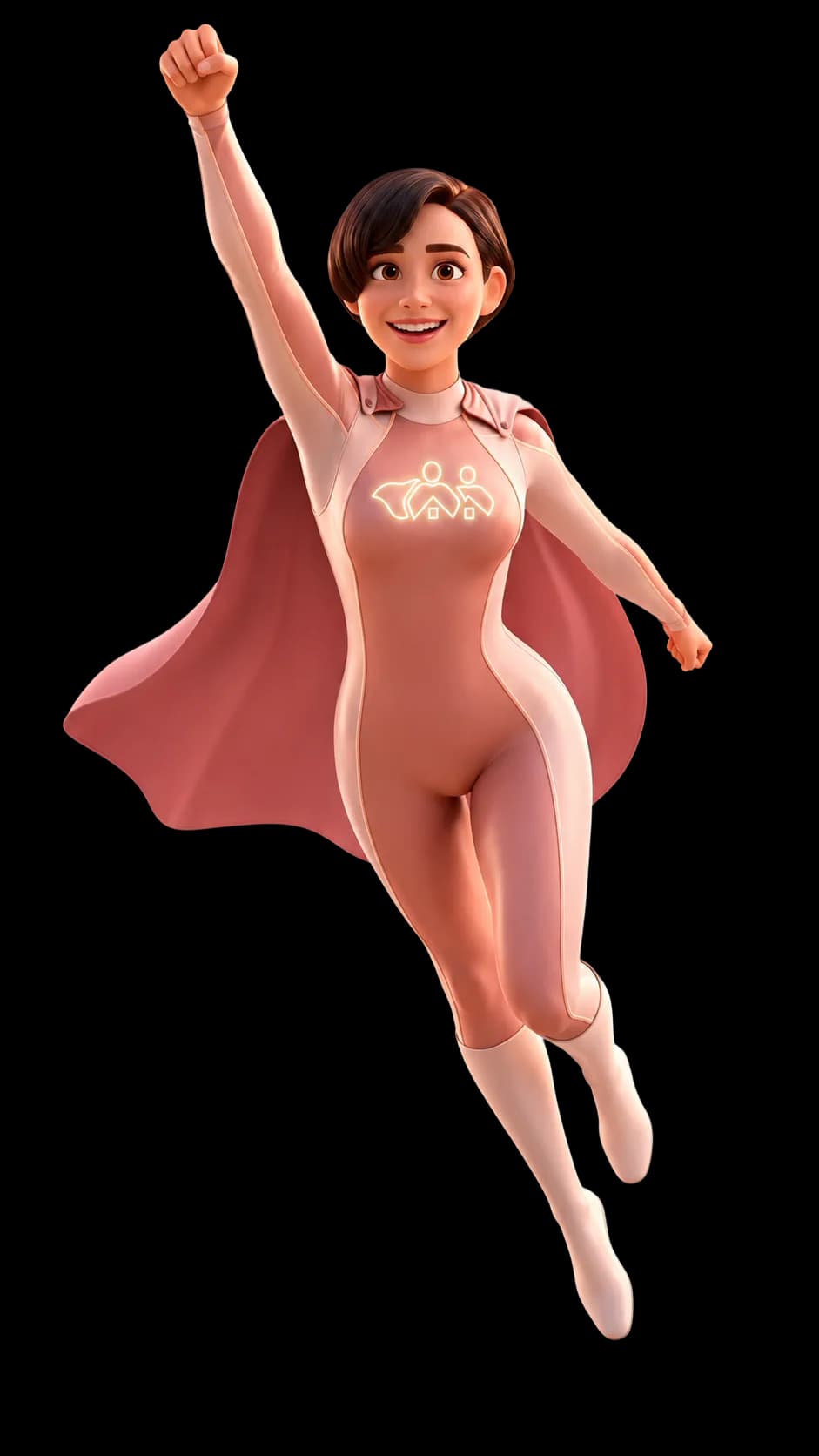 Hearth Hero, the first home buyer specialist, in cape and mask